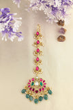 Jadau Kundan Floral Tika With Pearl & Natural Strawberry Beads