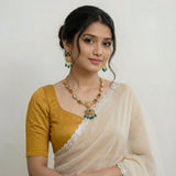 temple/antique short goddess laxmi navratna necklace with pearl and natural strawberry beads(With Earrings)