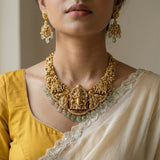 Temple/Antique long God krishna necklace with pearl and natural strawberry beads drop(With Earrings)