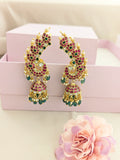 Jadau kundan Peacock full earcuff jhumkas