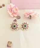 Jadau kundan Studs with pearl motiff