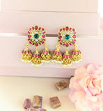 Jadau kundan Bridal studs with jhumkas drop