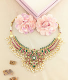 Jadau kundan peacock choker with rice pearl