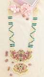 Jadau kundan peacock pendant pearls/beads mala
