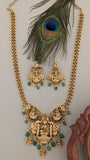 Temple/Antique Goddess Laxmi and elephant necklace (With Earrings)