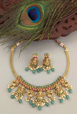 Temple/Antique Goddess laxmi guttapusalu with pearl, natural strawberry and onyx beads(With Earrings)
