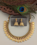 Temple/Antique goddess laxmi kasulu coin necklace(With Earrings)