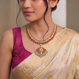 Jadau Kundan Unique Mango Necklace with Pearl & Natural Strawberry Beads