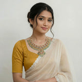 Jadau kundan peacock necklace with pearl and strawberry beads(No Earrings)