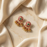 Jadau kundan Bridal studs with jhumkas drop