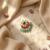 Jadau kundan chand floral hair accessories with pearl and natural strawberry beads
