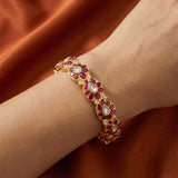 Jadau kundan mango (Ruby+White) bangle(Pair)
