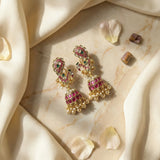 Jadau kundan peacock jhumkas with pearls
