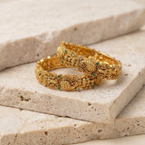 Temple/Antique Goddess laxmi and peacock bangle (Pair)