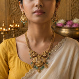 Temple/Antique Goddess Laxmi and elephant necklace (With Earrings)