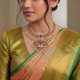 Jadau Kundan Bridal Peacock Necklace with pearl