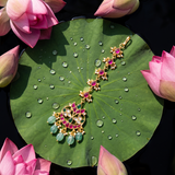 Jadau Kundan Leaf Tika with Pearls and Natural Strawberry Beads