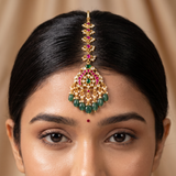 Jadau Kundan with Floral Natural Strawberry Beads