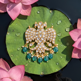 Jadau Kundan 2-in-1 Garuda Pendant with Pearl and Natural Strawberry Beads