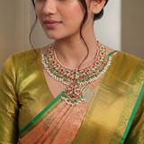 Jadau Kundan Floral Bridal Necklace With Pearl and Onyx Beads