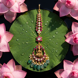 Jadau Kundan Goddess Laxmi with Pearls and Natural Strawberry Beads