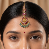 Jadau Kundan Goddess Laxmi with Pearls and Natural Strawberry Beads