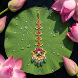 Jadau Kundan Lotus Tika with Pearl & Natural Strawberry Beads