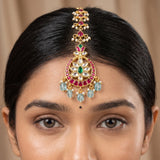 Jadau Kundan Floral with Pearls and Natural Strawberry Beads