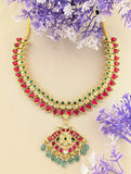 Jadau Kundan Unique Mango Necklace with Pearl & Natural Strawberry Beads