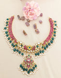 Jadau Kundan Peacock Festive Necklace with RicePearl & Strawberry Beads